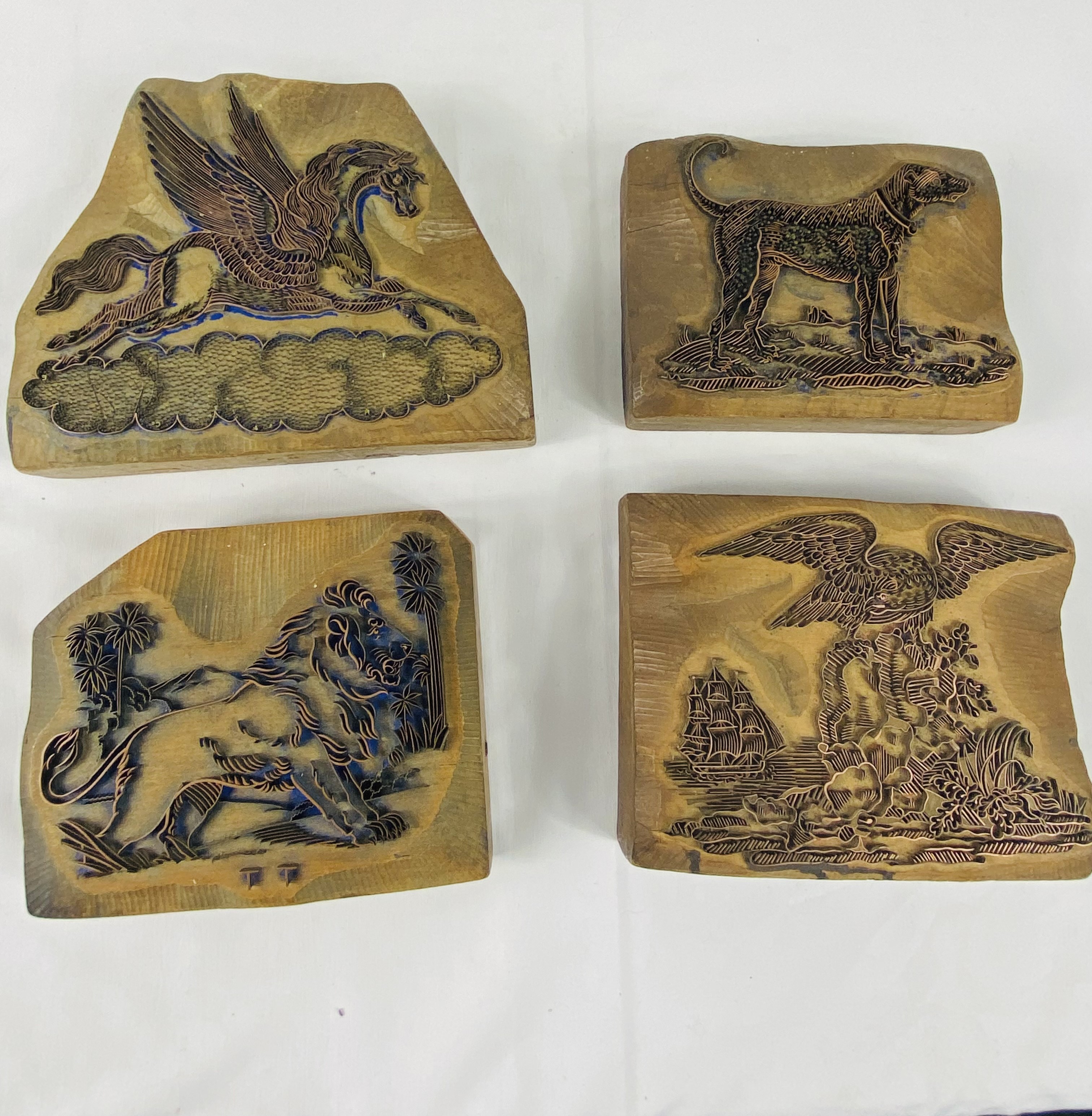 Four late 18th / early 19th century wood printing blocks - Image 2 of 7