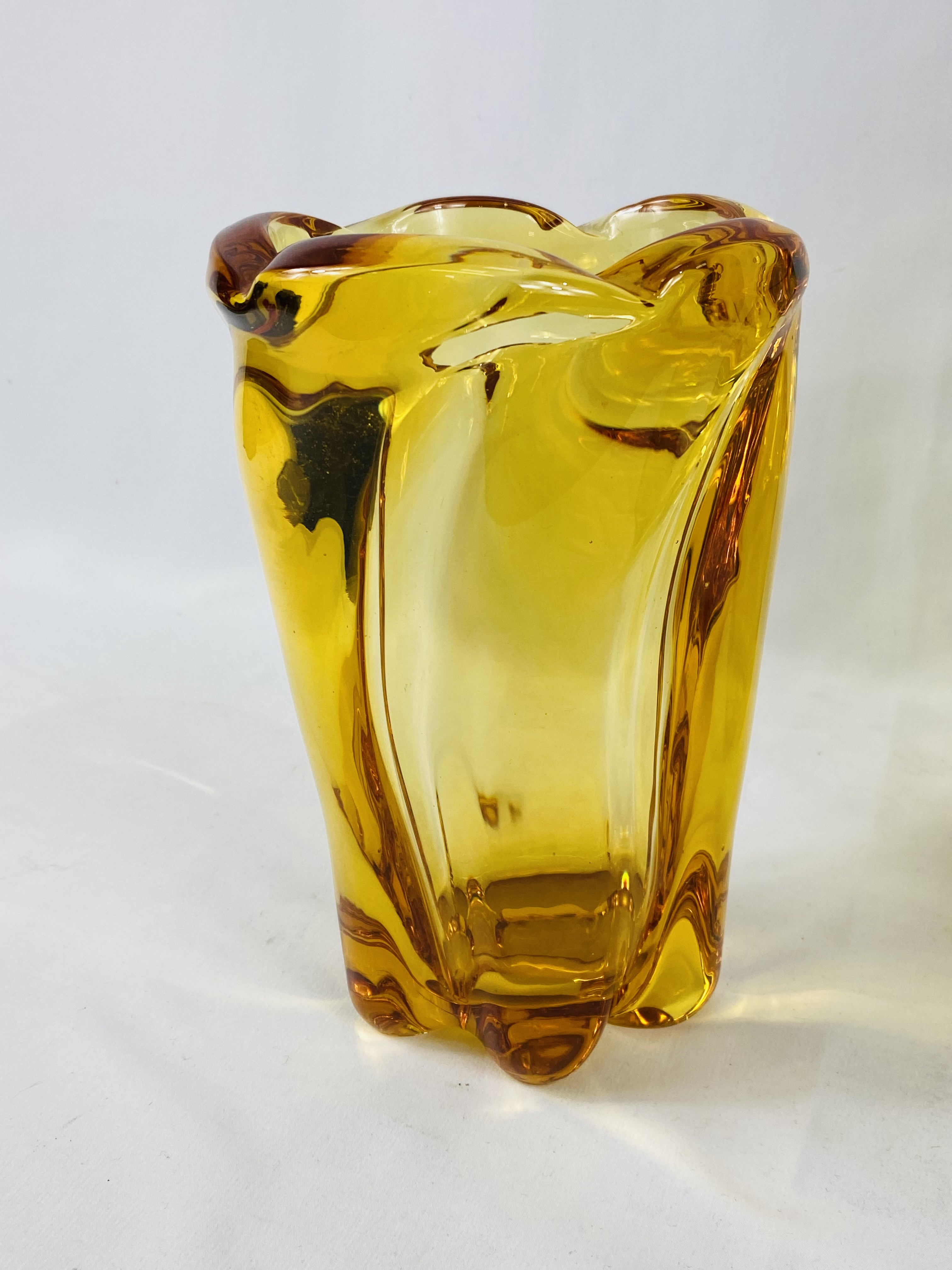 Three amber coloured Whitefriars vases - Image 3 of 5