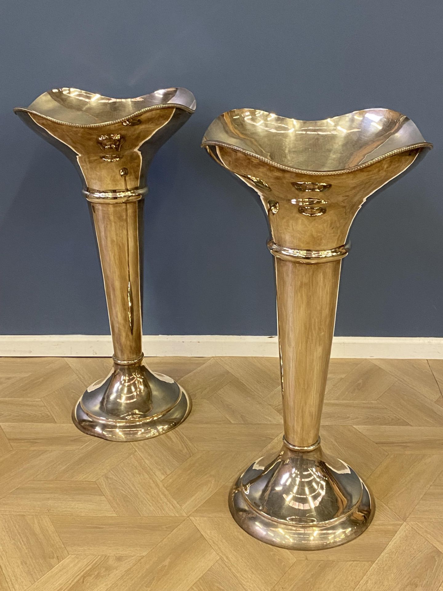 Large pair of silvered vases retailed by Thomas Goode - Image 2 of 9