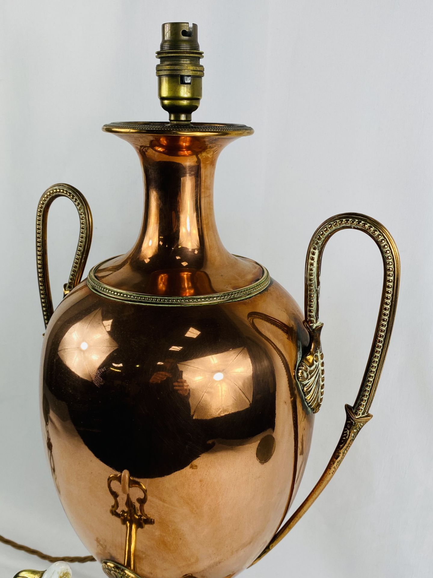 Georgian copper and brass samovar lamp - Image 3 of 4