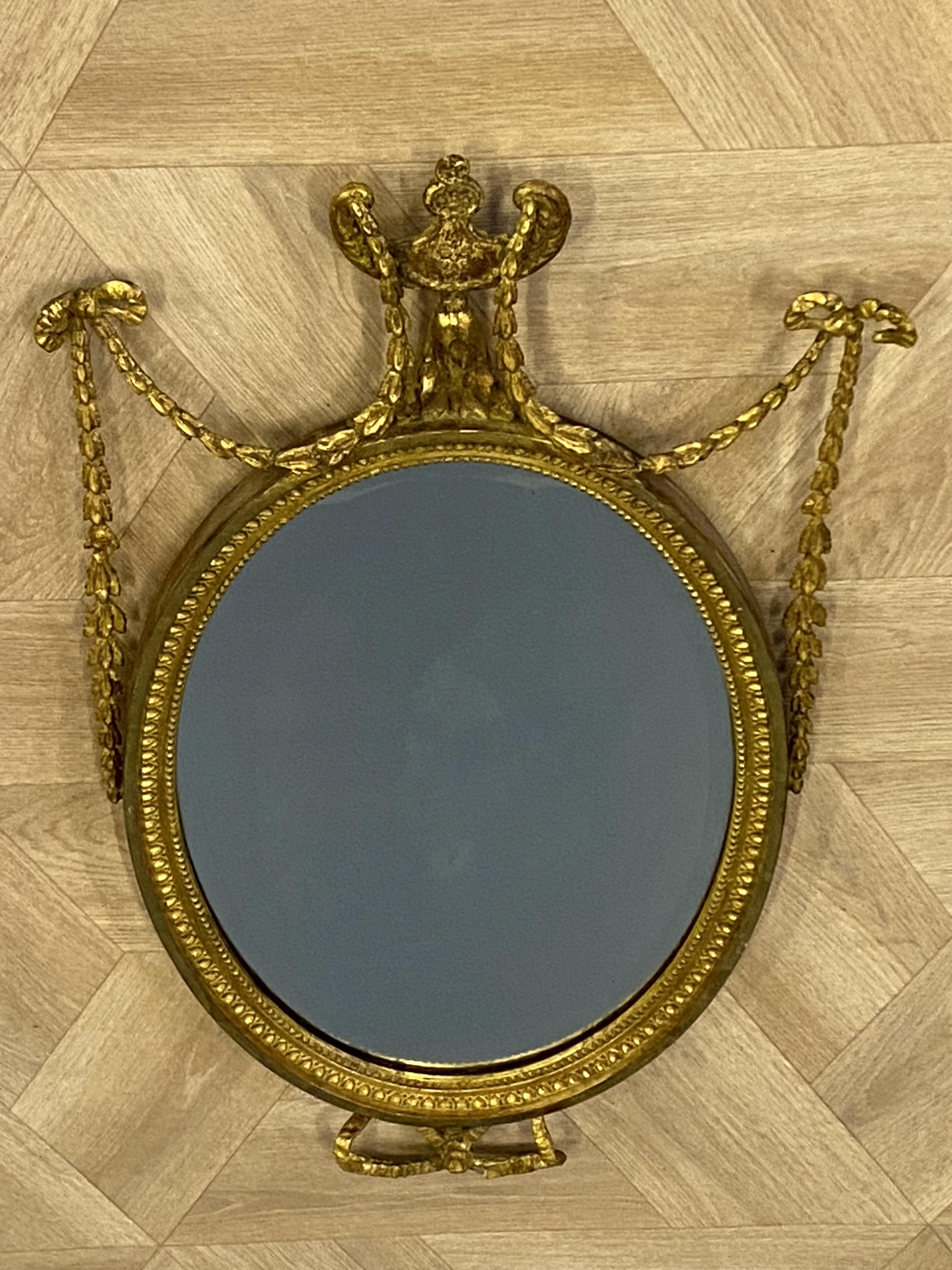 Antique oval Adam style mirror - Image 3 of 5