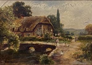 Framed oil on board of a Dorsetshire cottage