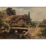 Framed oil on board of a Dorsetshire cottage