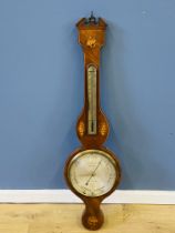 19th century wheel barometer and thermometer