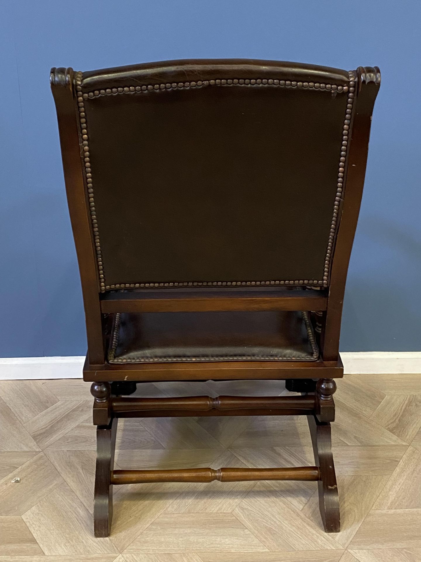 Mahogany framed leather rocking chair - Image 5 of 5