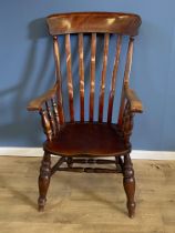 Large Victorian elbow chair with elm seat