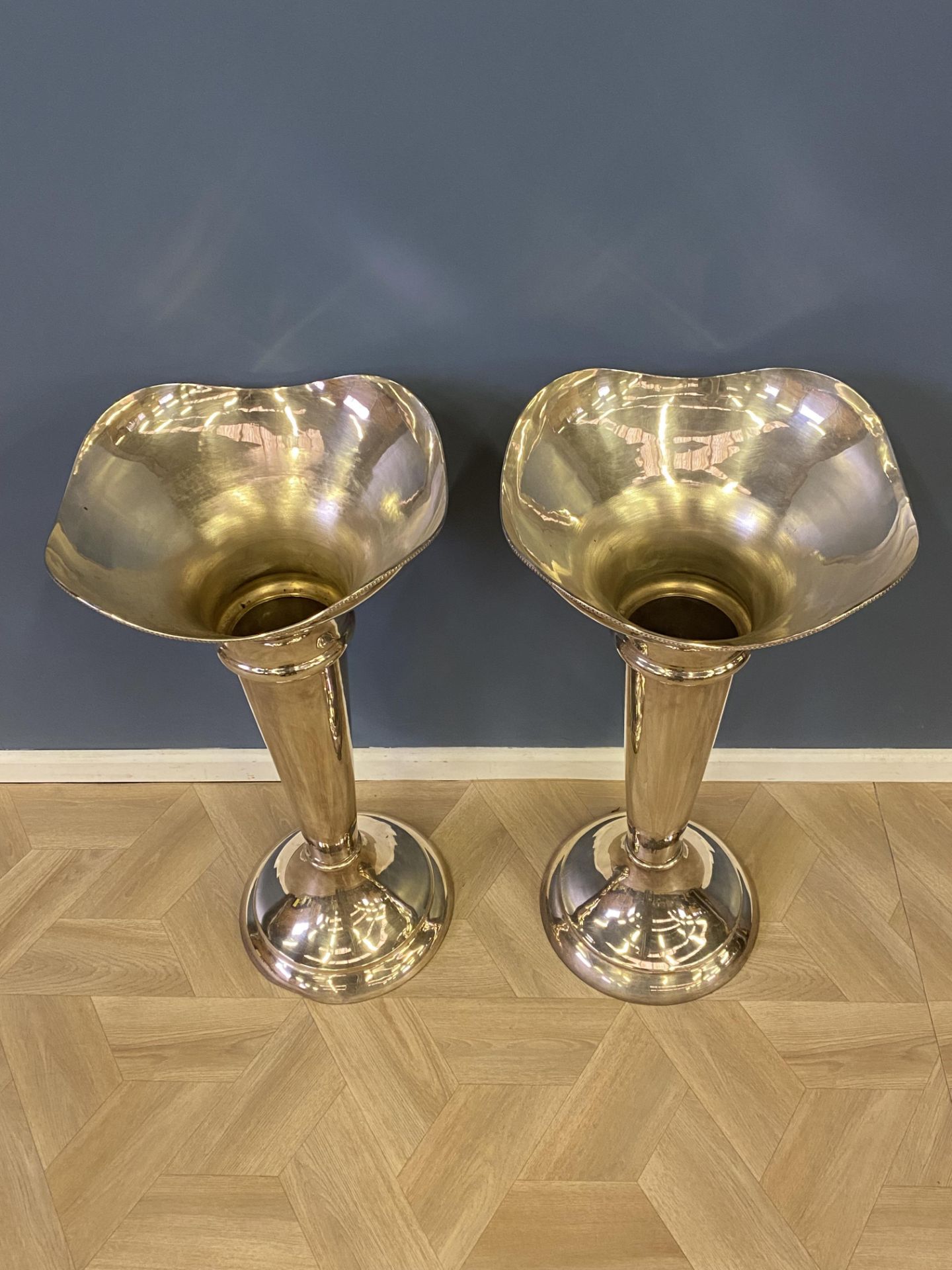 Large pair of silvered vases retailed by Thomas Goode - Image 6 of 9