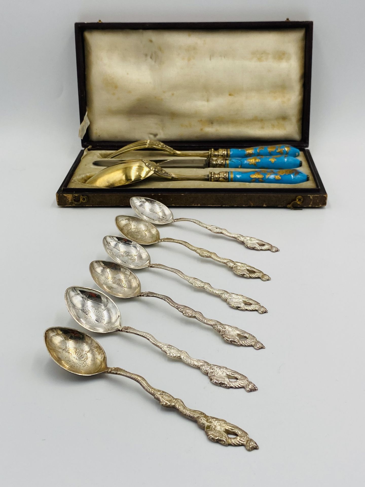 Set of six silver tea spoons and other items - Image 2 of 7