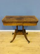 19th century rosewood fold over top card table