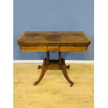 19th century rosewood fold over top card table