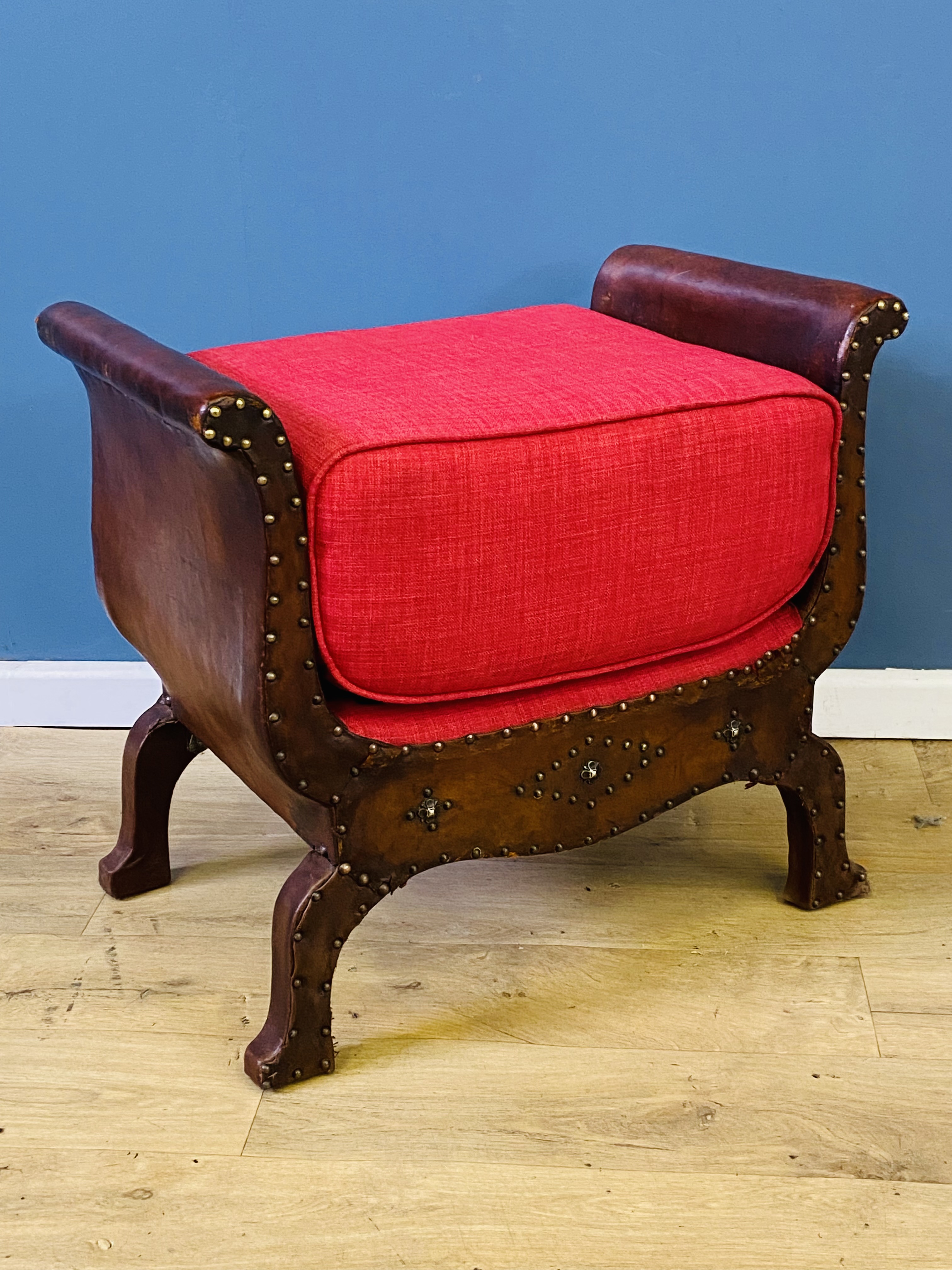 1920's leather upholstered stool - Bild 2 aus 7