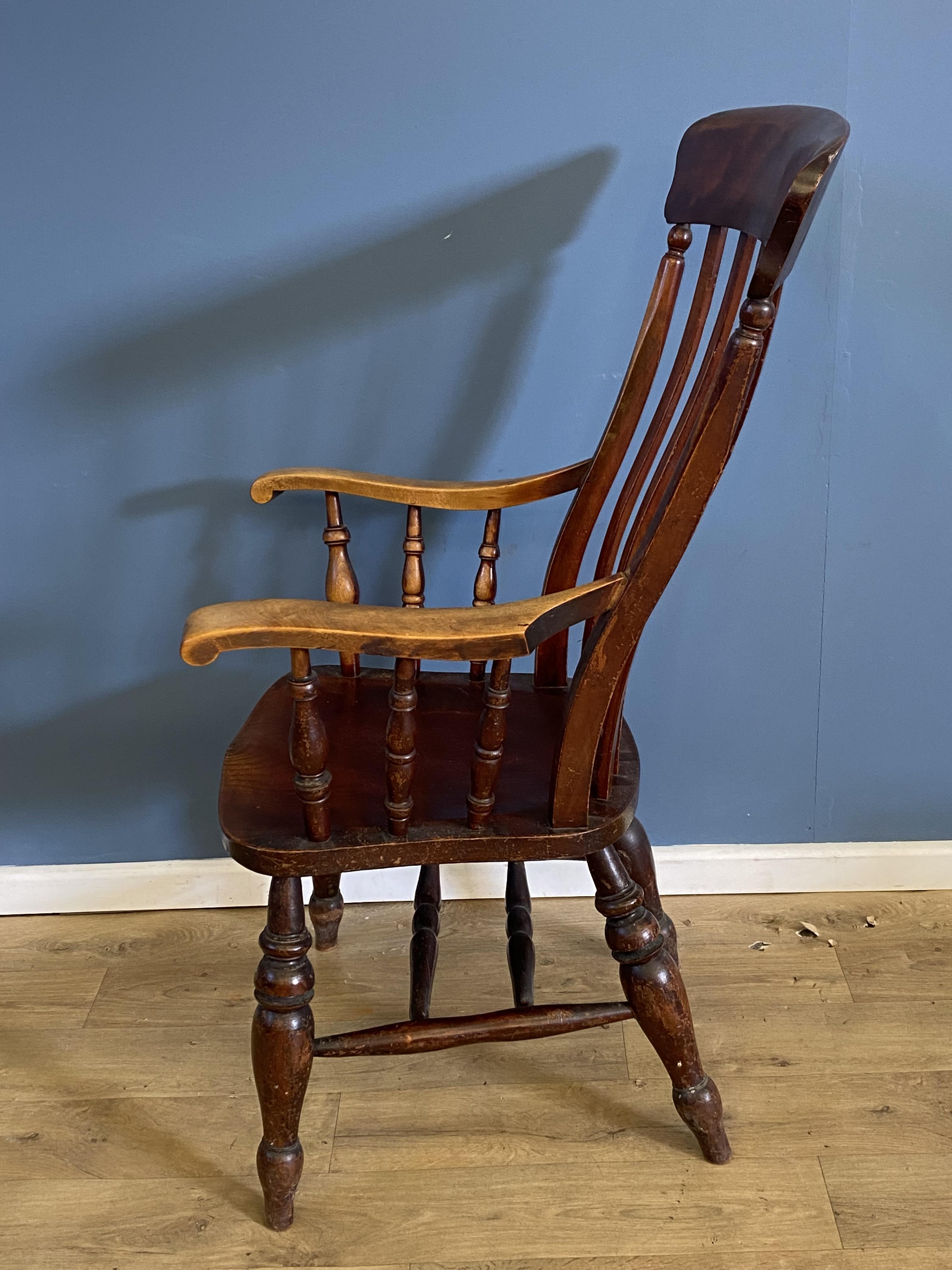 Large Victorian elbow chair with elm seat - Image 5 of 6