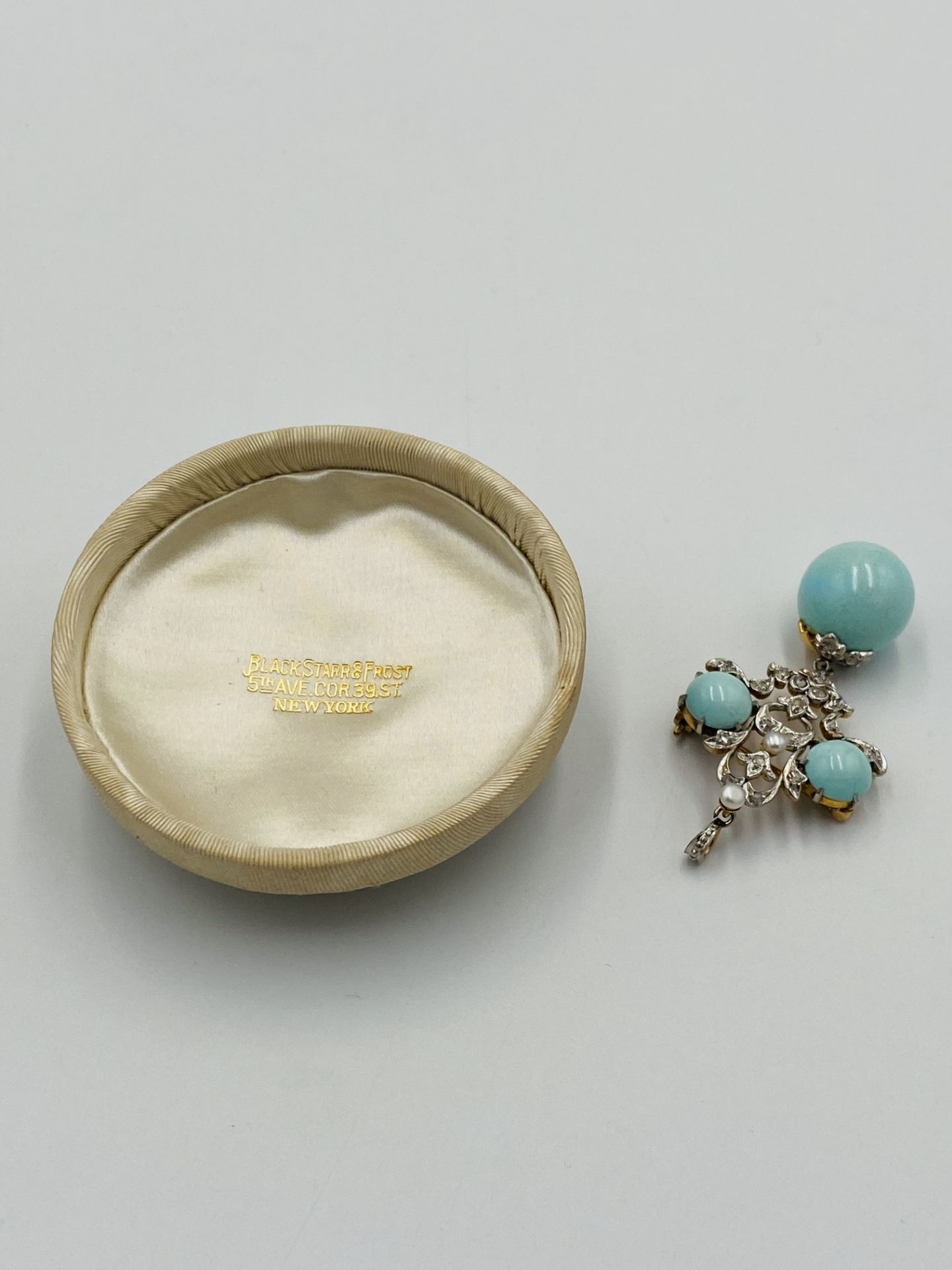 Turquoise and diamond brooch/pendant - Bild 5 aus 5