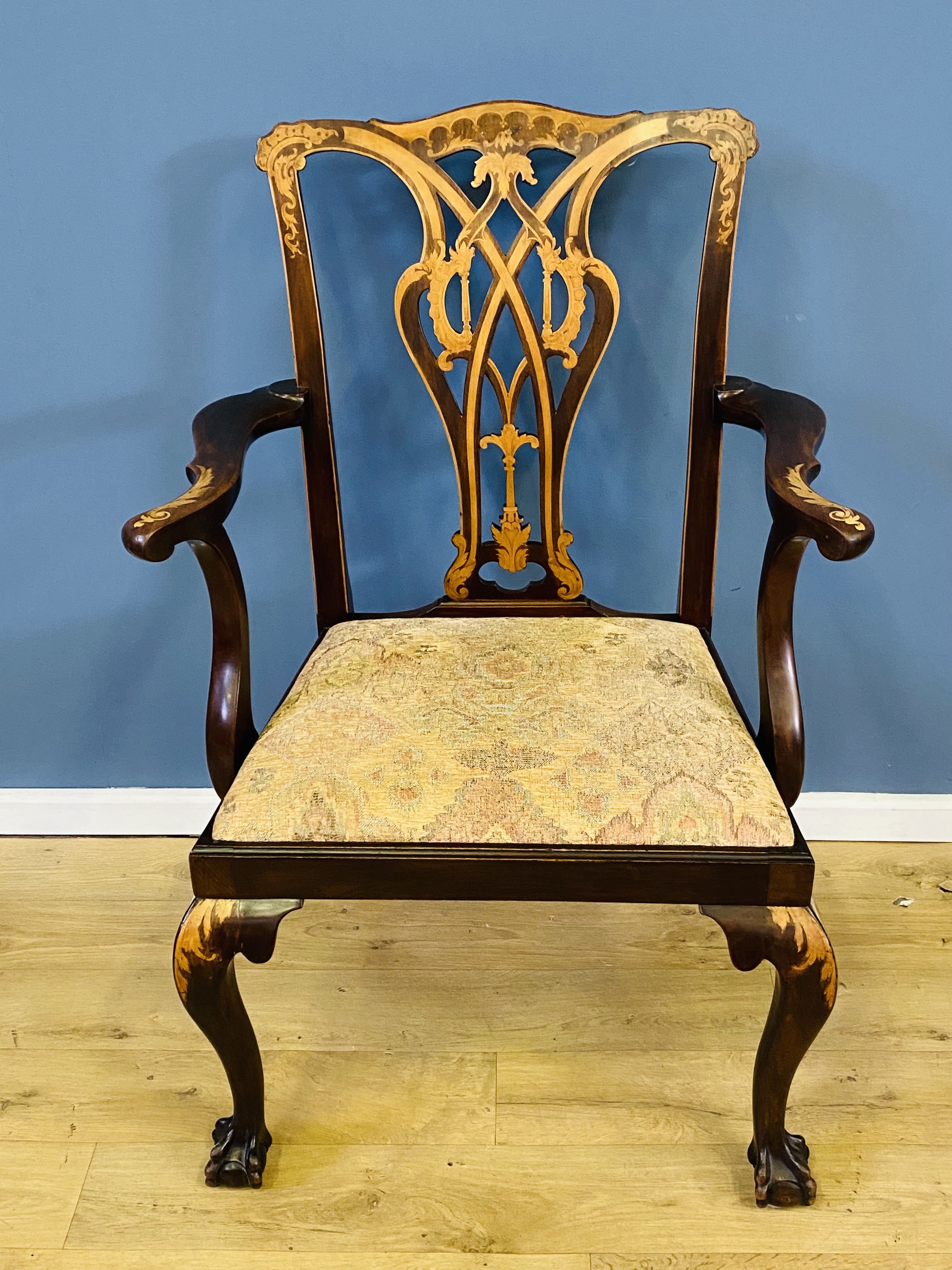 1920's mahogany Chippendale style open armchair - Image 2 of 7