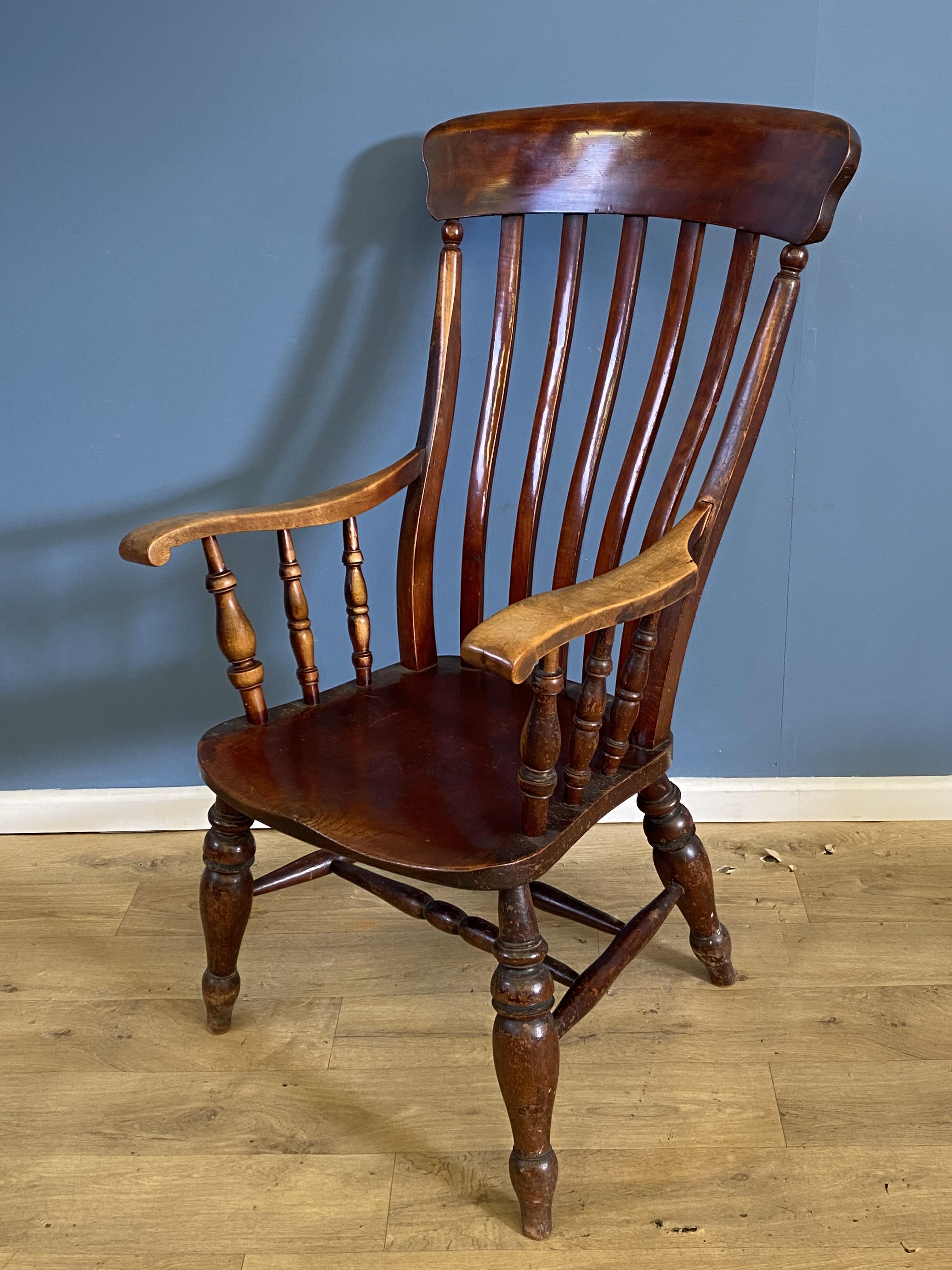 Large Victorian elbow chair with elm seat - Image 2 of 6