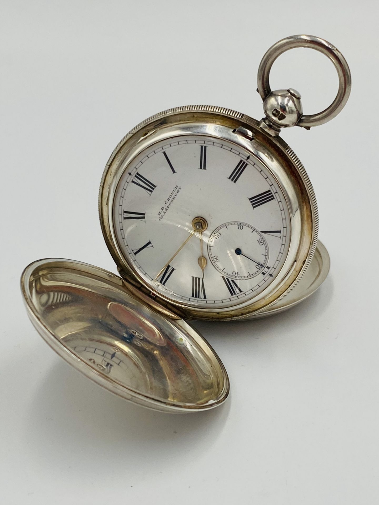 Victorian silver pocket watch together with a silver fob chain - Bild 2 aus 7