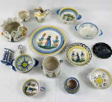 Quantity of Quimper pottery.