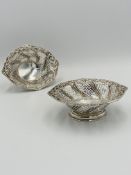 Pair of pierced bon bon dishes, London 1891