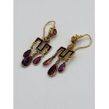 18ct gold, amethyst and seed pearl earrings