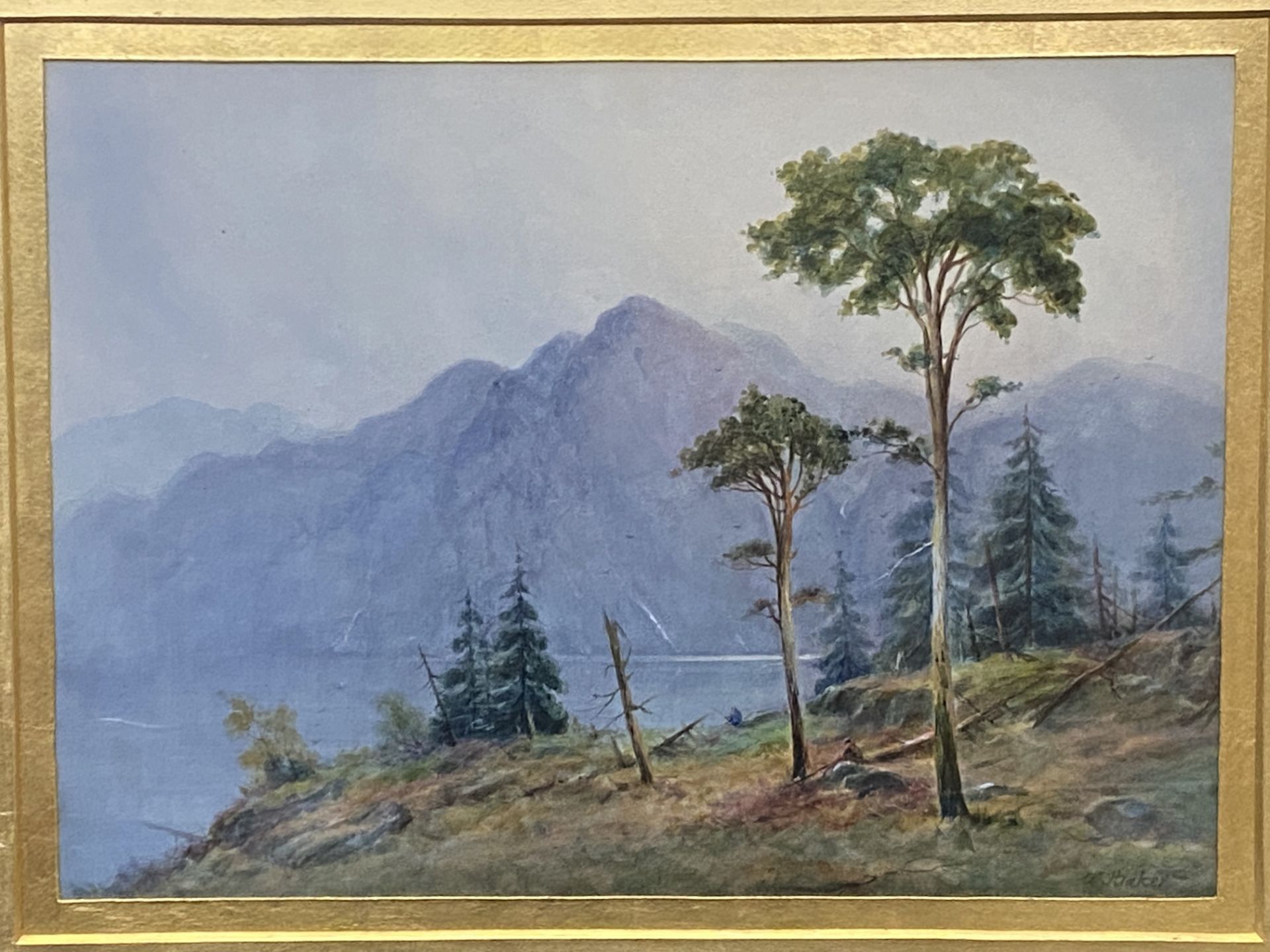 Framed and glazed watercolour signed W. Baker - Image 3 of 4