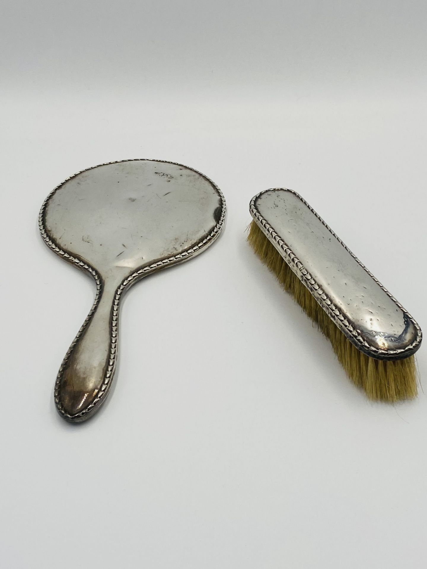 Silver backed dressing table mirror and brush - Image 3 of 6