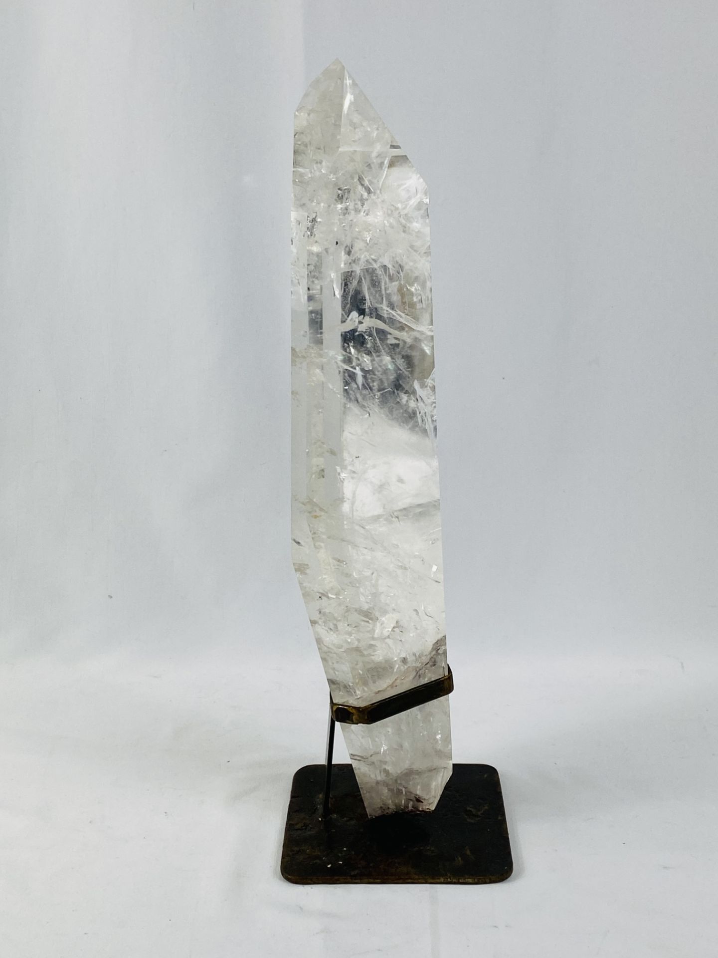 Polished rock crystal mounted in metal base - Image 4 of 6