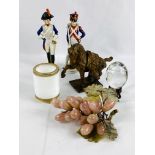 Two Continental porcelain figurines and other items