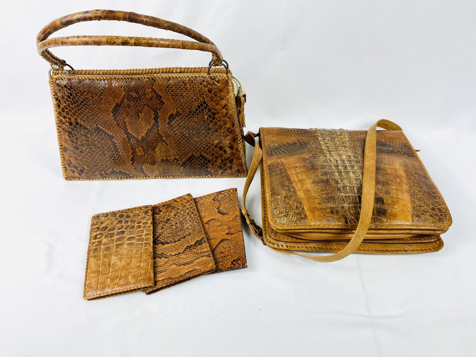 African crocodile handbag and other items. CITIES REGULATIONS APPLY TO THIS LOT.
