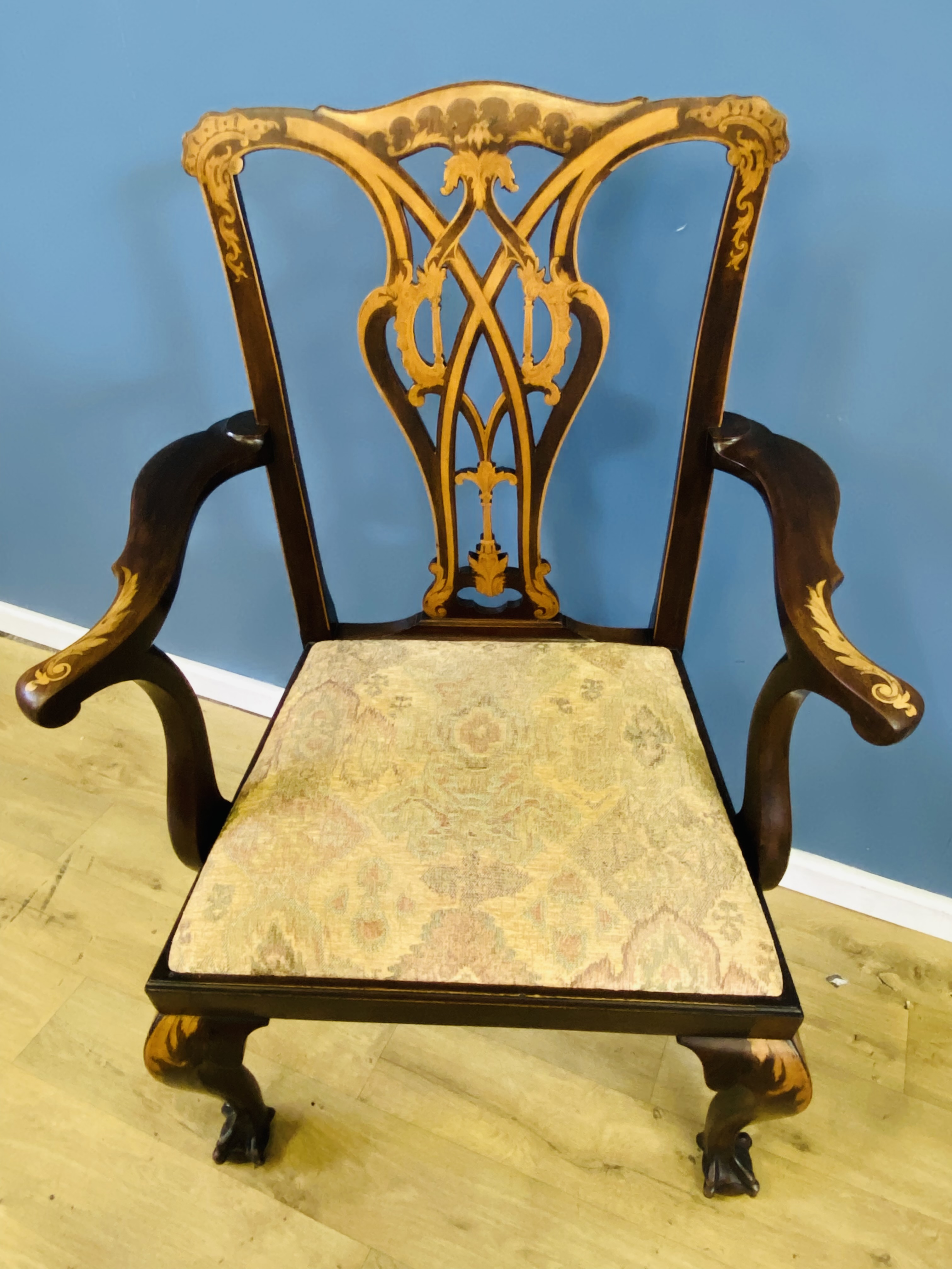 1920's mahogany Chippendale style open armchair - Image 7 of 7