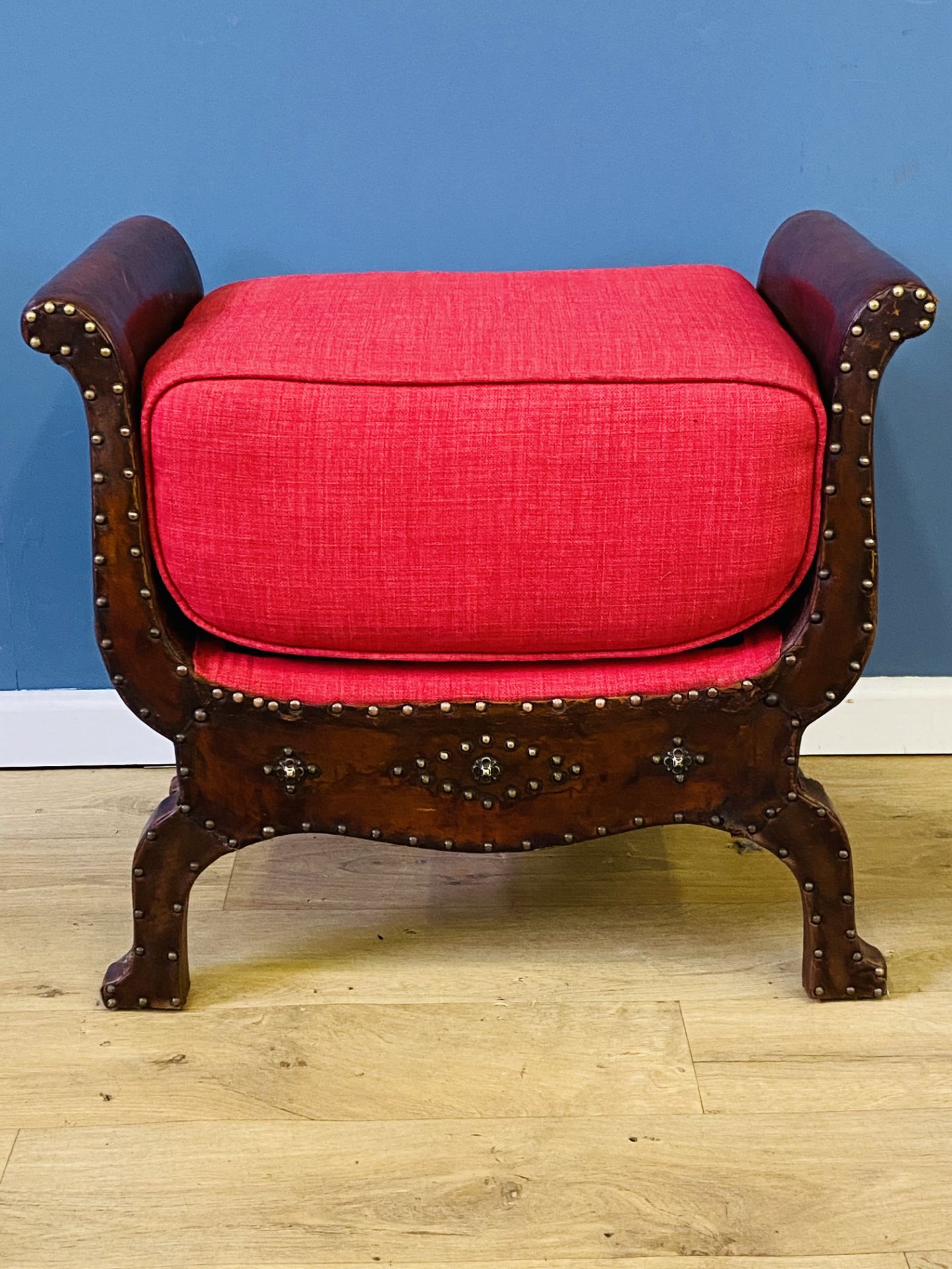 1920's leather upholstered stool
