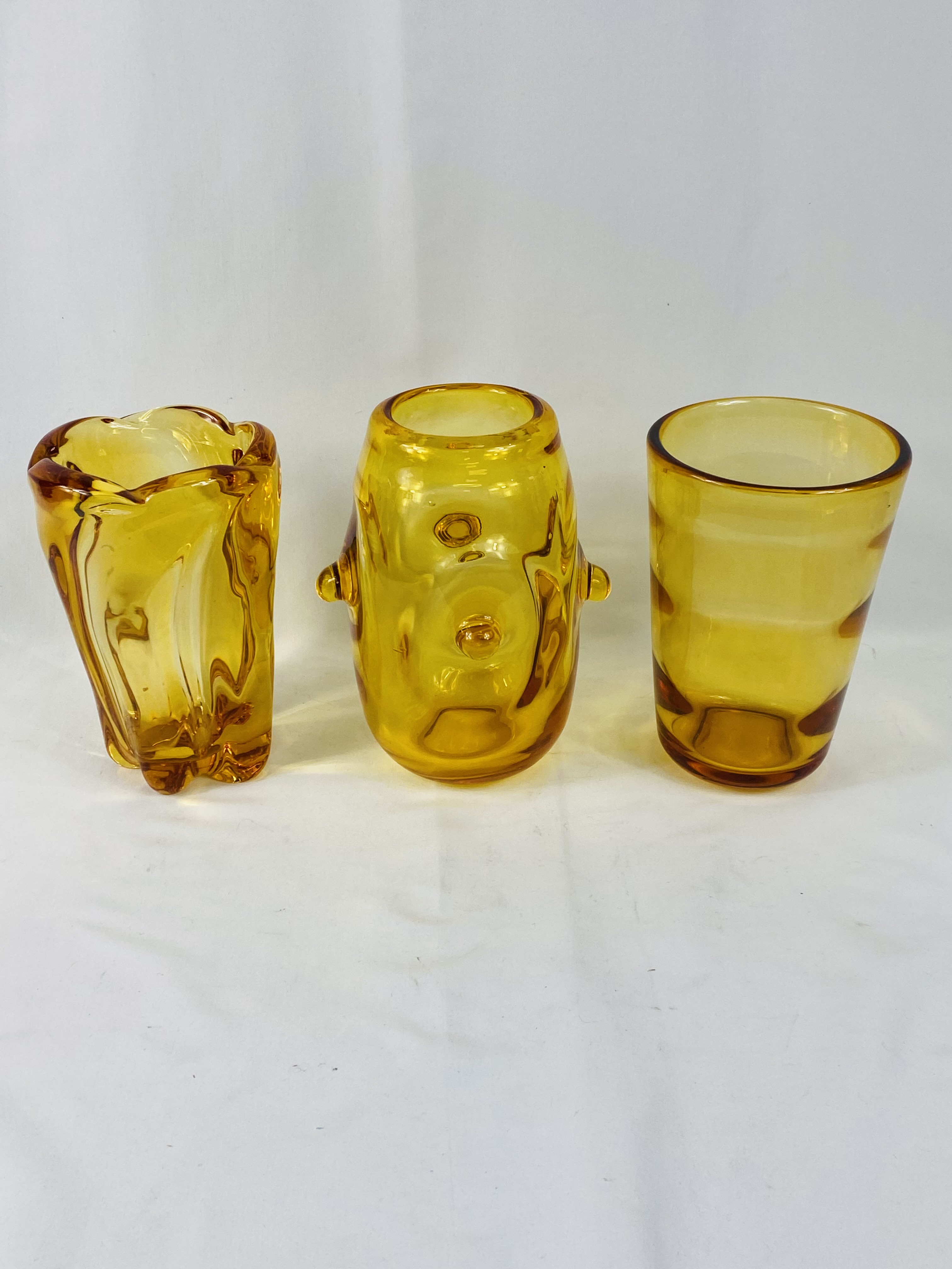 Three amber coloured Whitefriars vases - Image 2 of 5