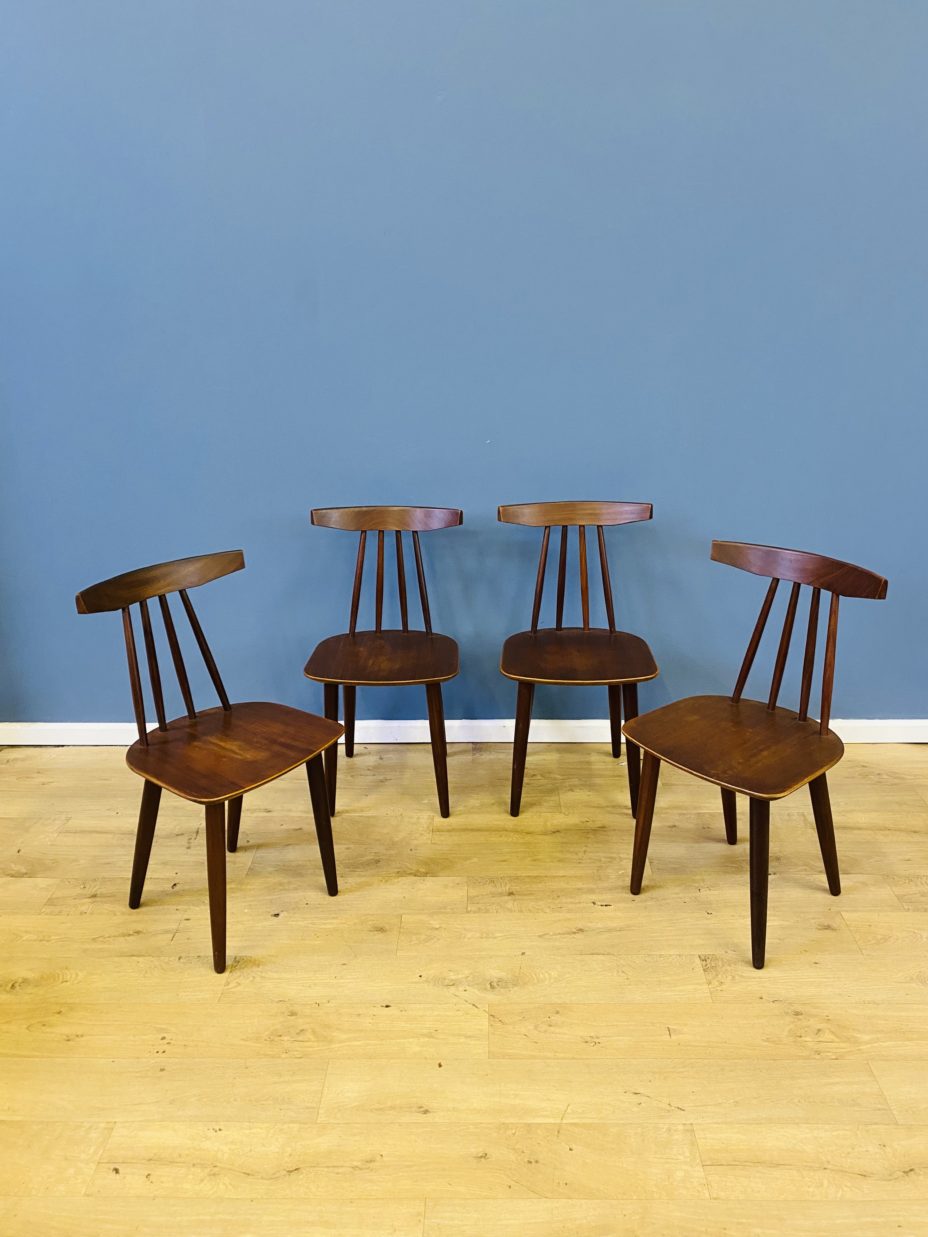 Set of four Danish mid century dining chairs