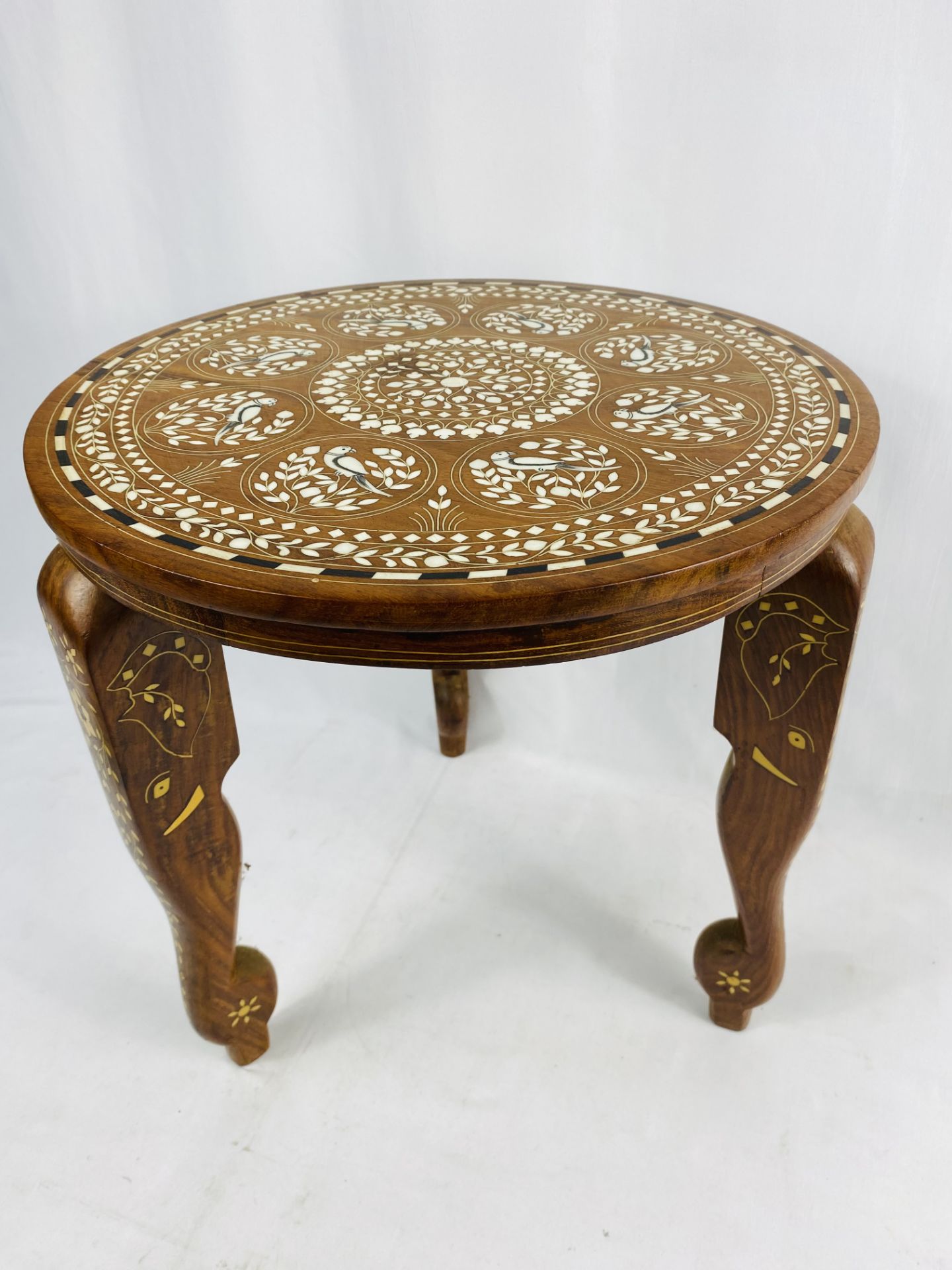 Indian occasional table with bone inlay - Image 2 of 4