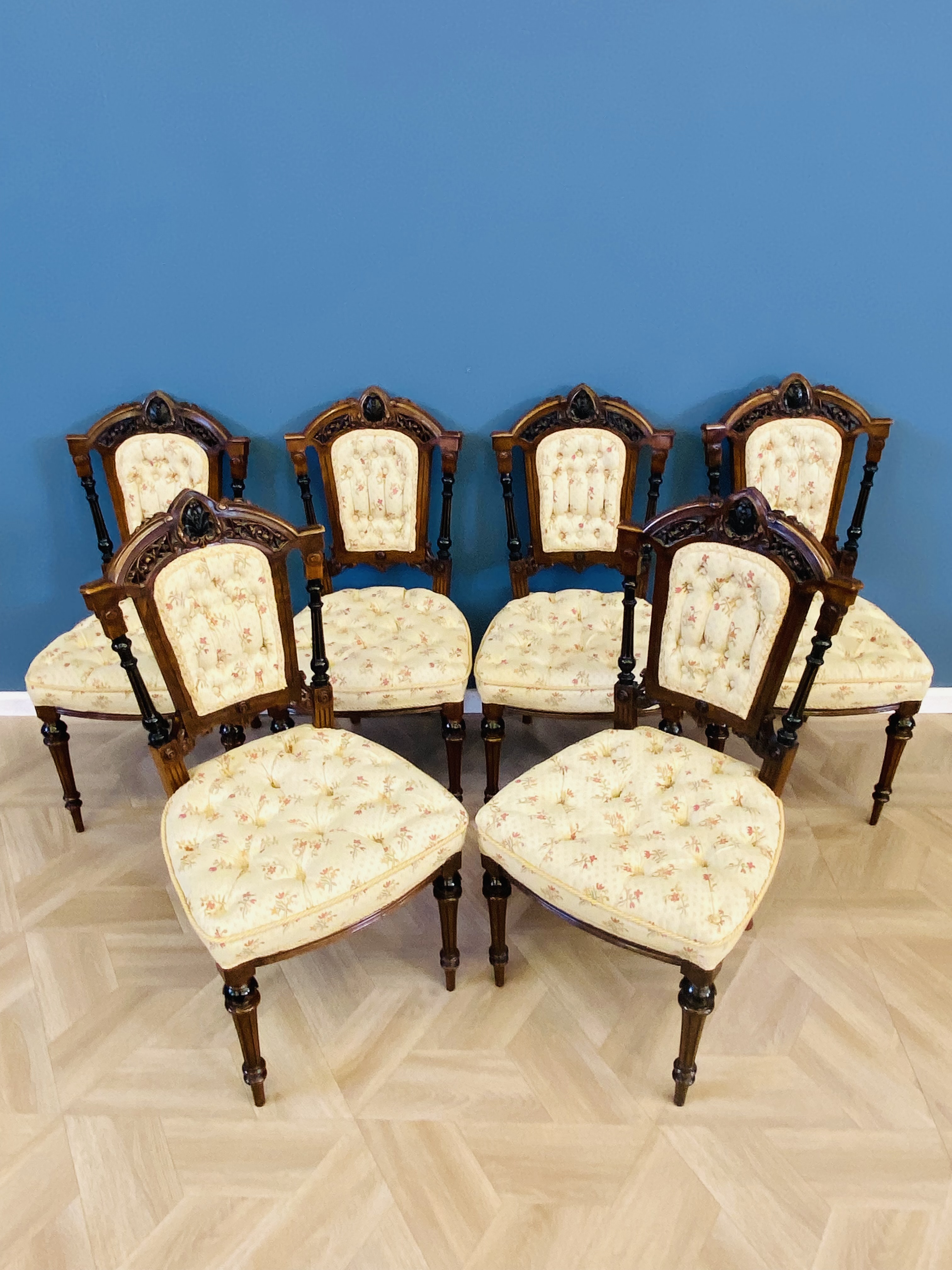 Set of six Victorian walnut chairs