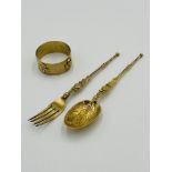 Silver gilt anointing set in box