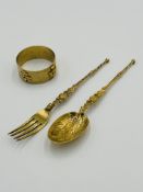 Silver gilt anointing set in box