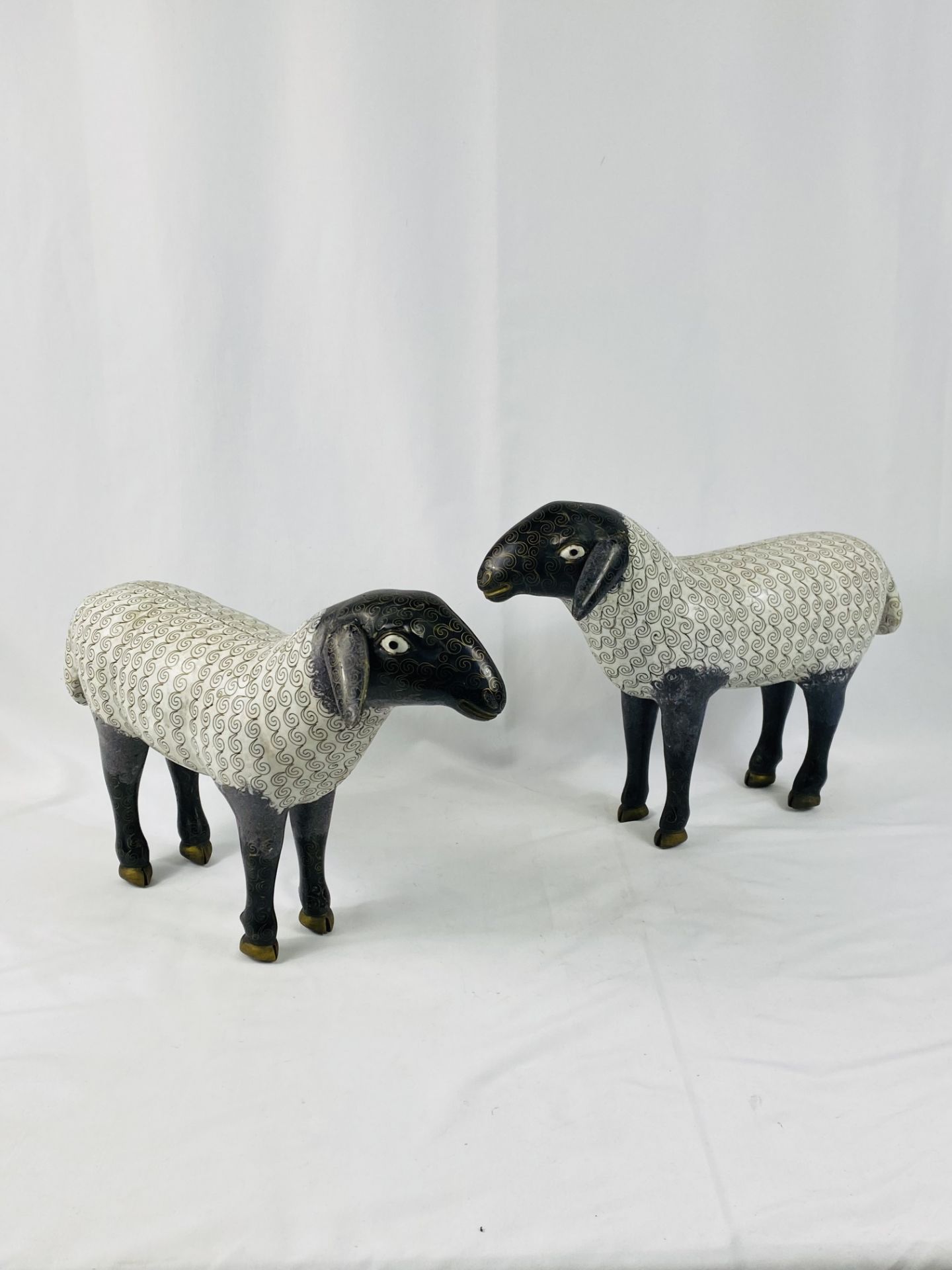 Two cloisonne sheep - Image 3 of 9