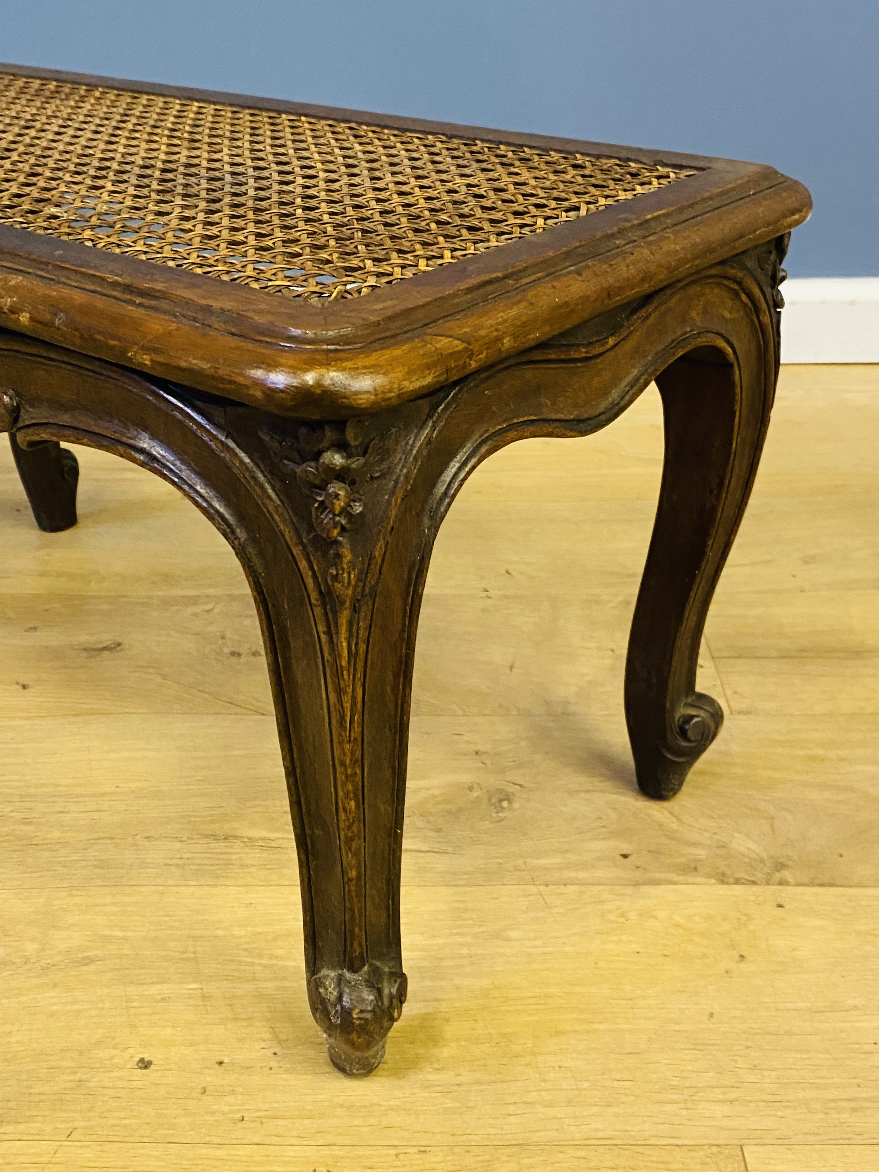 French walnut footstool with cane worktop - Image 5 of 6