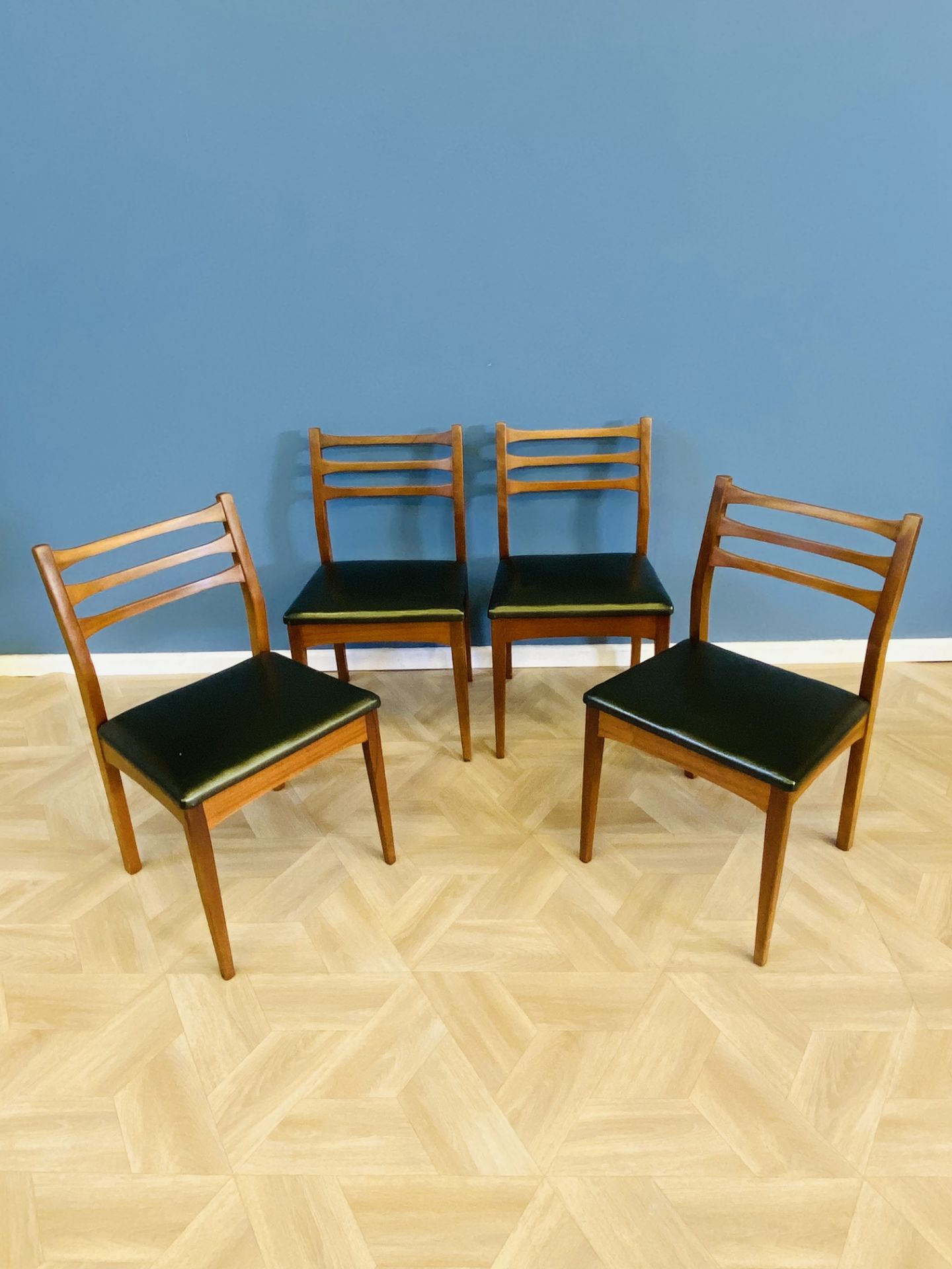 Set of four mid century teak dining chairs - Image 2 of 6