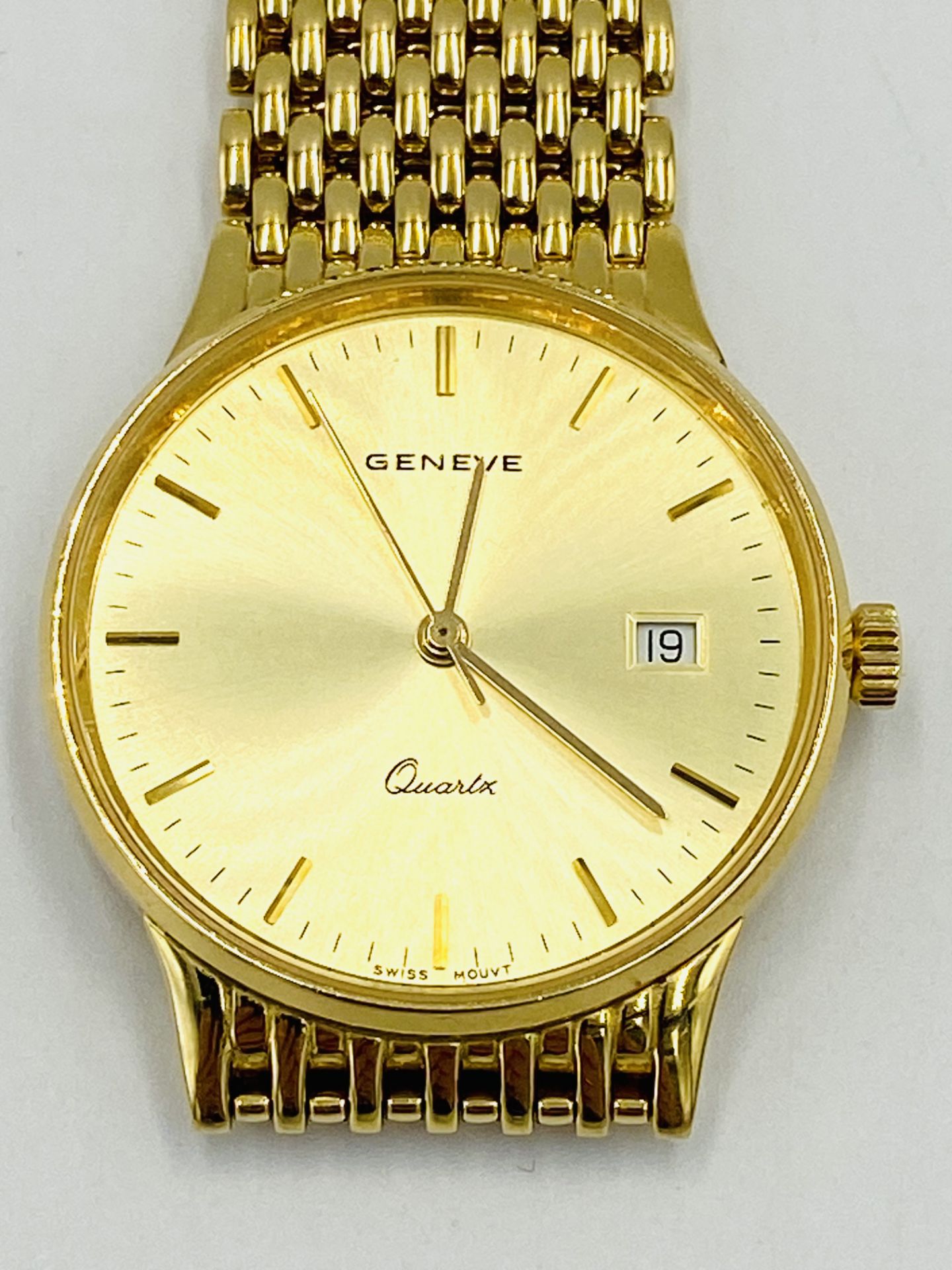 18ct gold gents Geneve quartz wristwatch