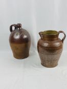 A stoneware jug and flagon