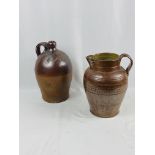 A stoneware jug and flagon