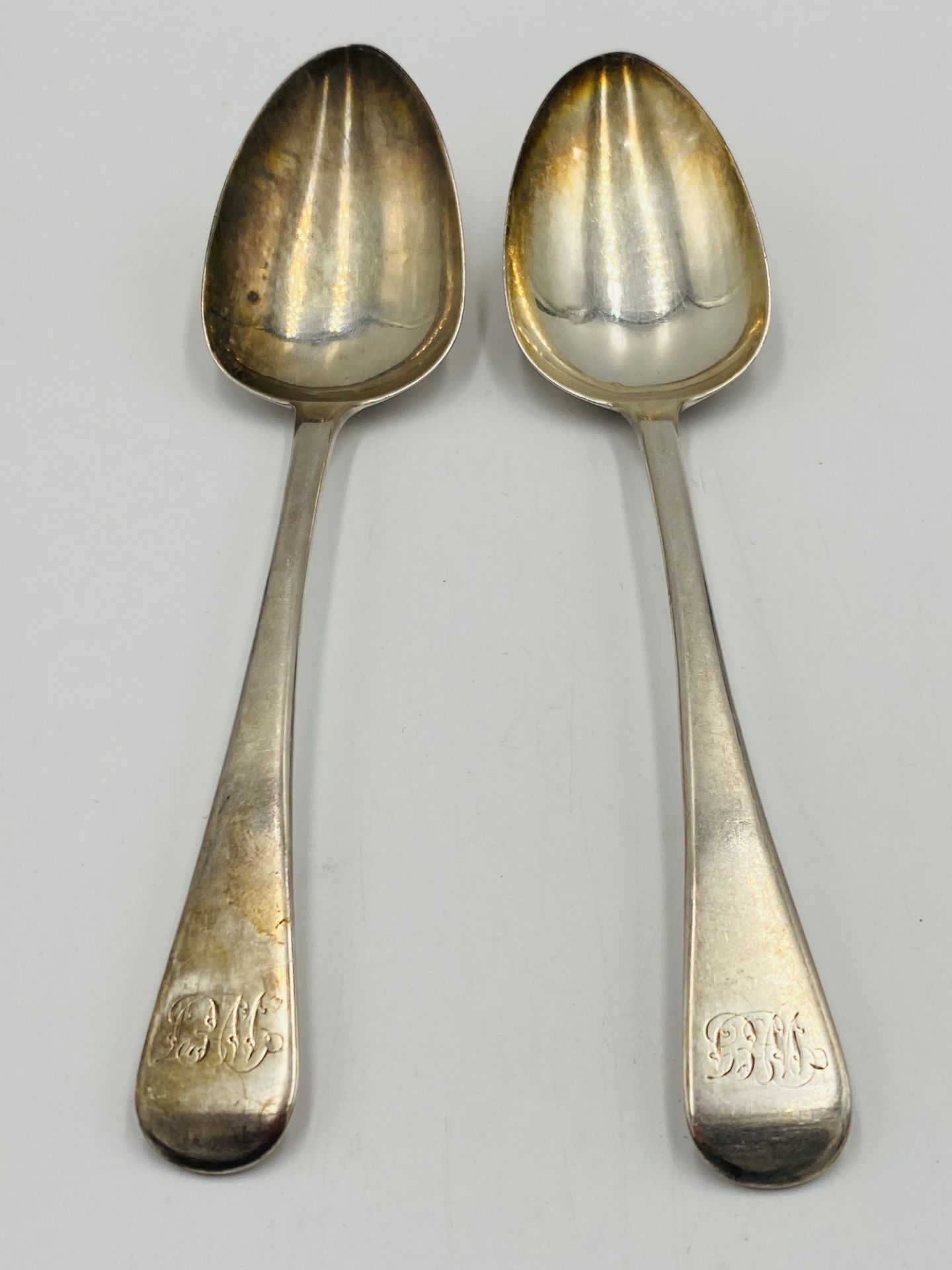 Pair of silver serving spoons