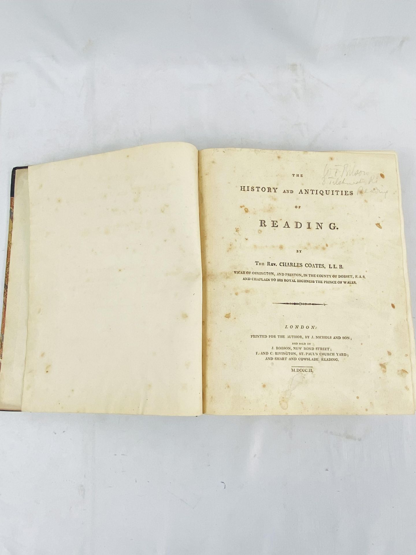 The History and Antiquities of Reading by The Rev. Charles Coates, 1802 - Bild 2 aus 4