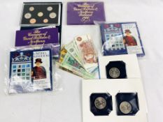 Collection of coins and banknotes