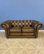 Button back leather two seat Chesterfield sofa