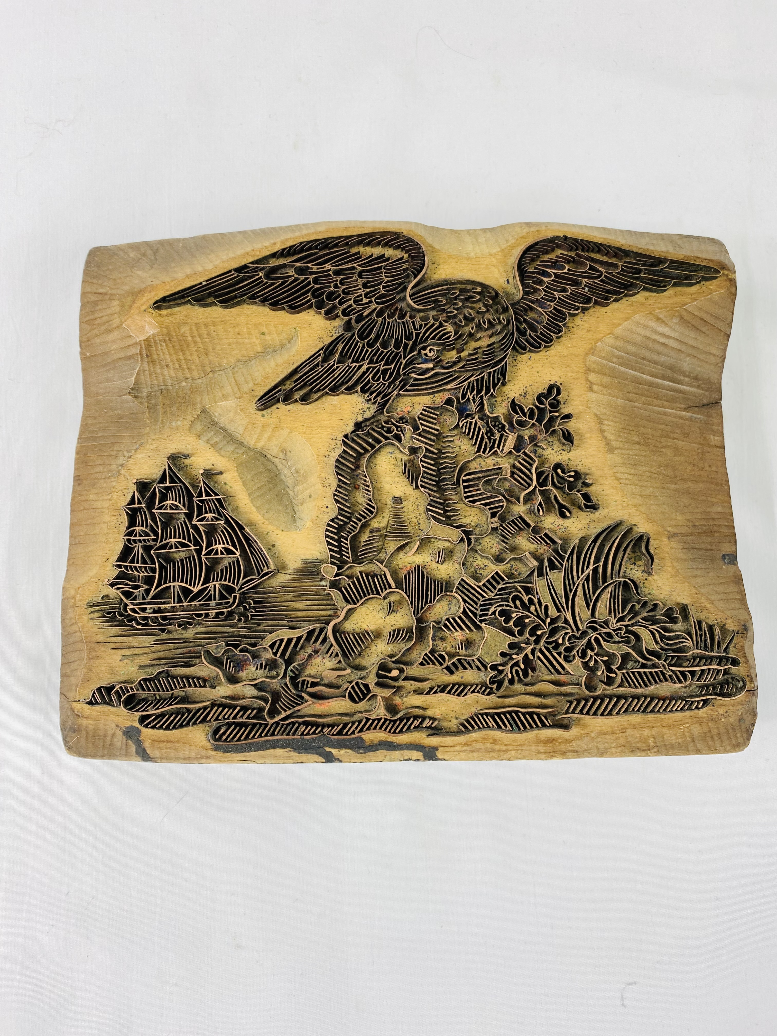 Four late 18th / early 19th century wood printing blocks - Image 4 of 7