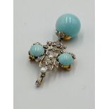 Turquoise and diamond brooch/pendant