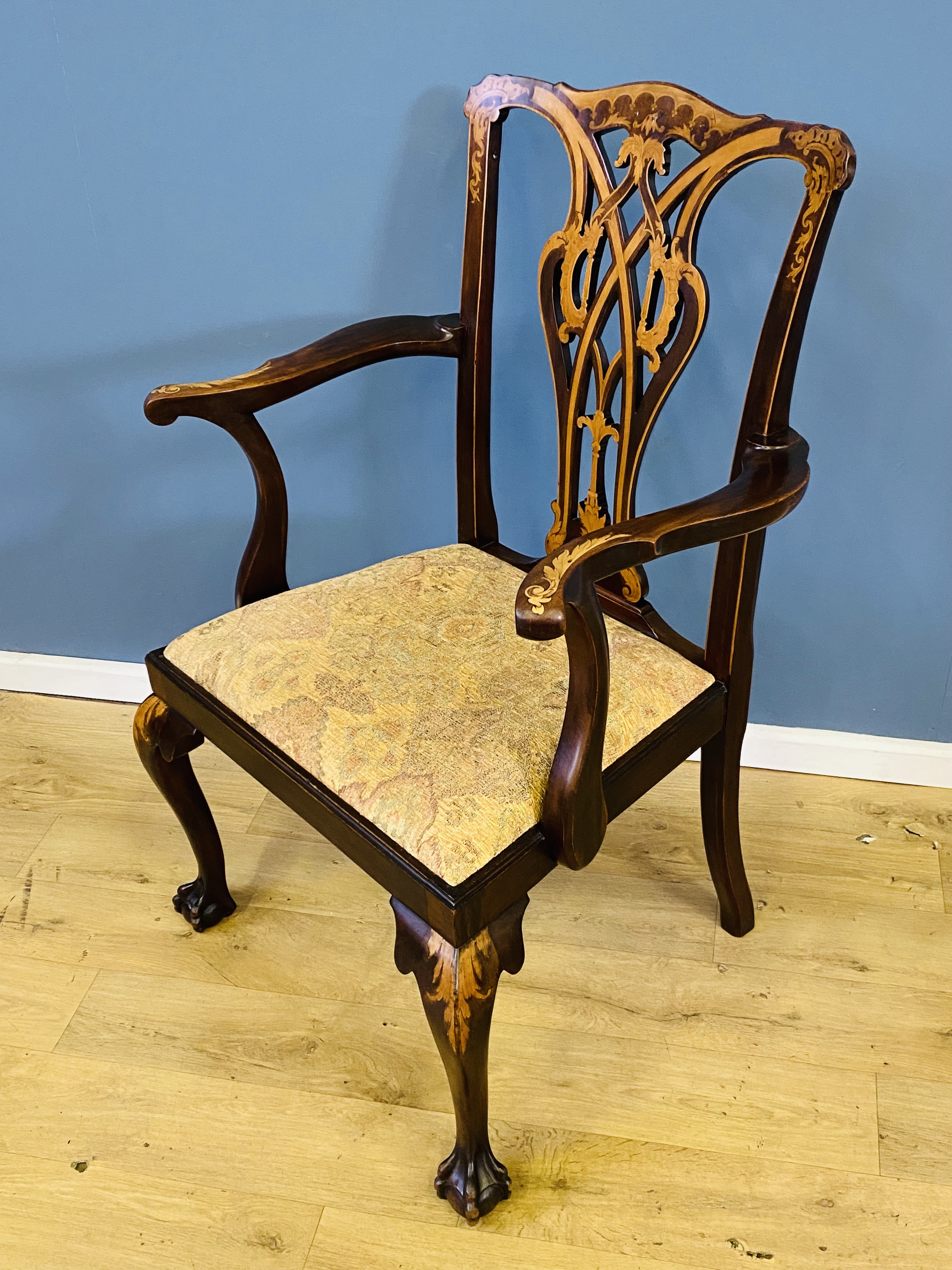 1920's mahogany Chippendale style open armchair - Image 3 of 7
