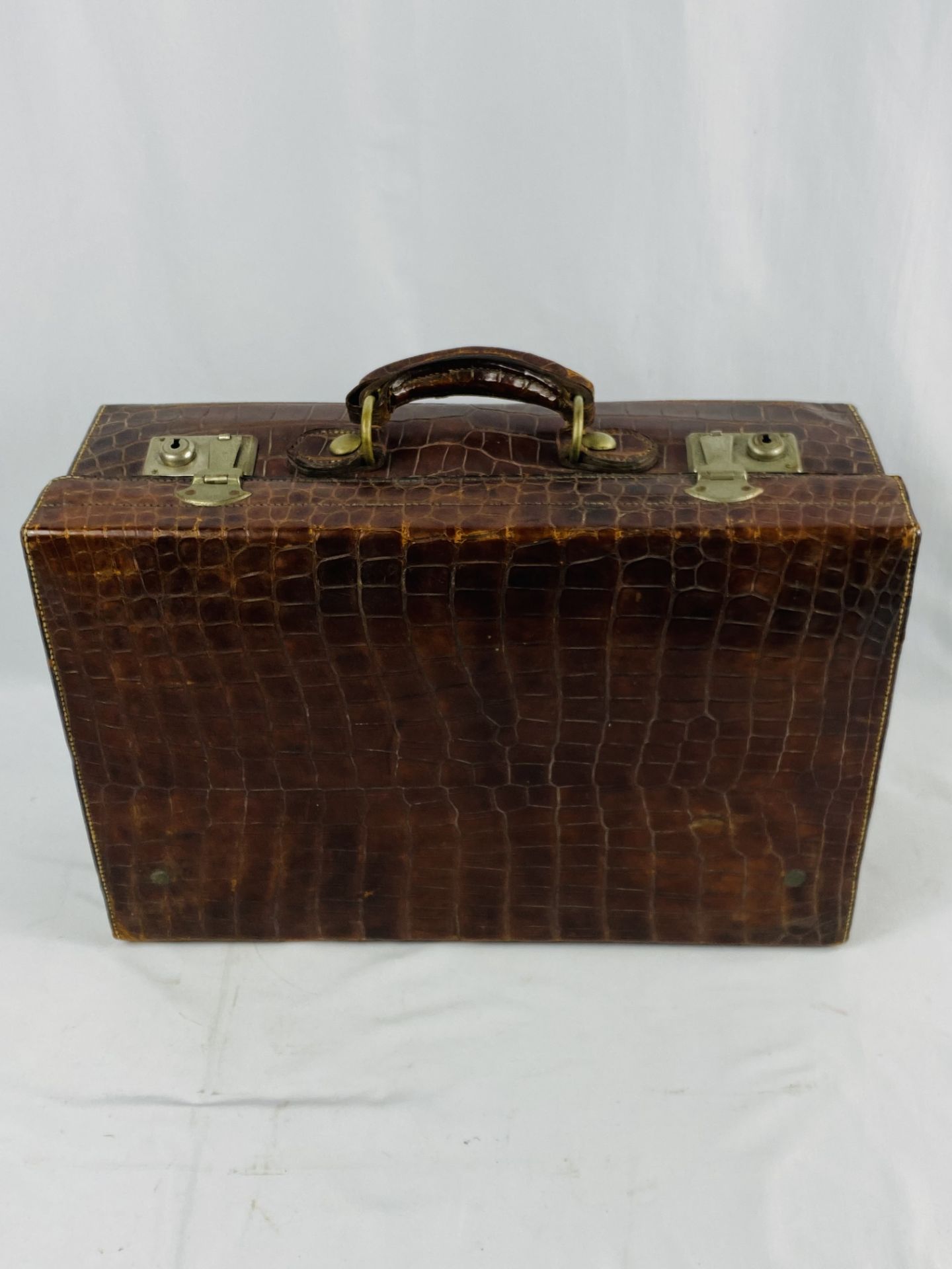 Early 20th century crocodile case. CITIES REGULATIONS APPLY TO THIS LOT. - Image 5 of 9